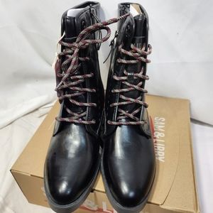 Sam & Libby NWT Black Gothic Lace Up Motorcycle Mid-Calf Boots Size 8-1/2